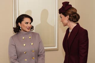 Qatari visit live: King Charles, Prince William and Kate Middleton welcome Qatar emir 6 The Princess of Wales (right) and Sheikha Jawaher, the wife of Emir of Qatar Sheikh Tamim bin Hamad Al Thani, speak before the ceremonial welcome at Horse Guards Parade